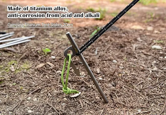 Boundless Voyage 6pcs Titanium Alloy Tent Pegs Outdoor Camping Awning Tent Stakes Lightweight Hiking Climbing Tent Nail Ti4014P