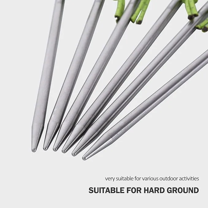 Boundless Voyage 6pcs Titanium Alloy Tent Pegs Outdoor Camping Awning Tent Stakes Lightweight Hiking Climbing Tent Nail Ti4014P