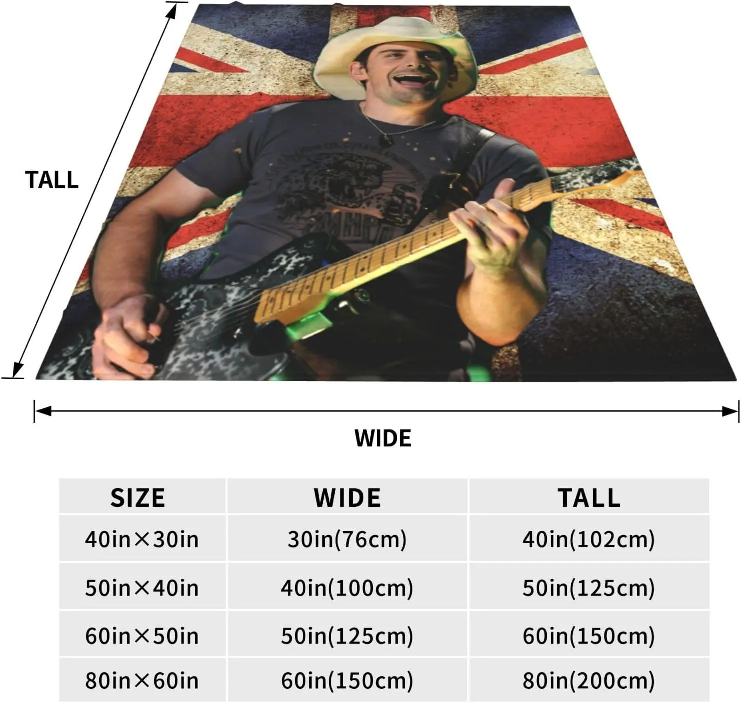 Brad Music Paisley Fleece Throw Blanket Flannel Air Conditioning Quilt for Couch Camping Travel 60"x50"