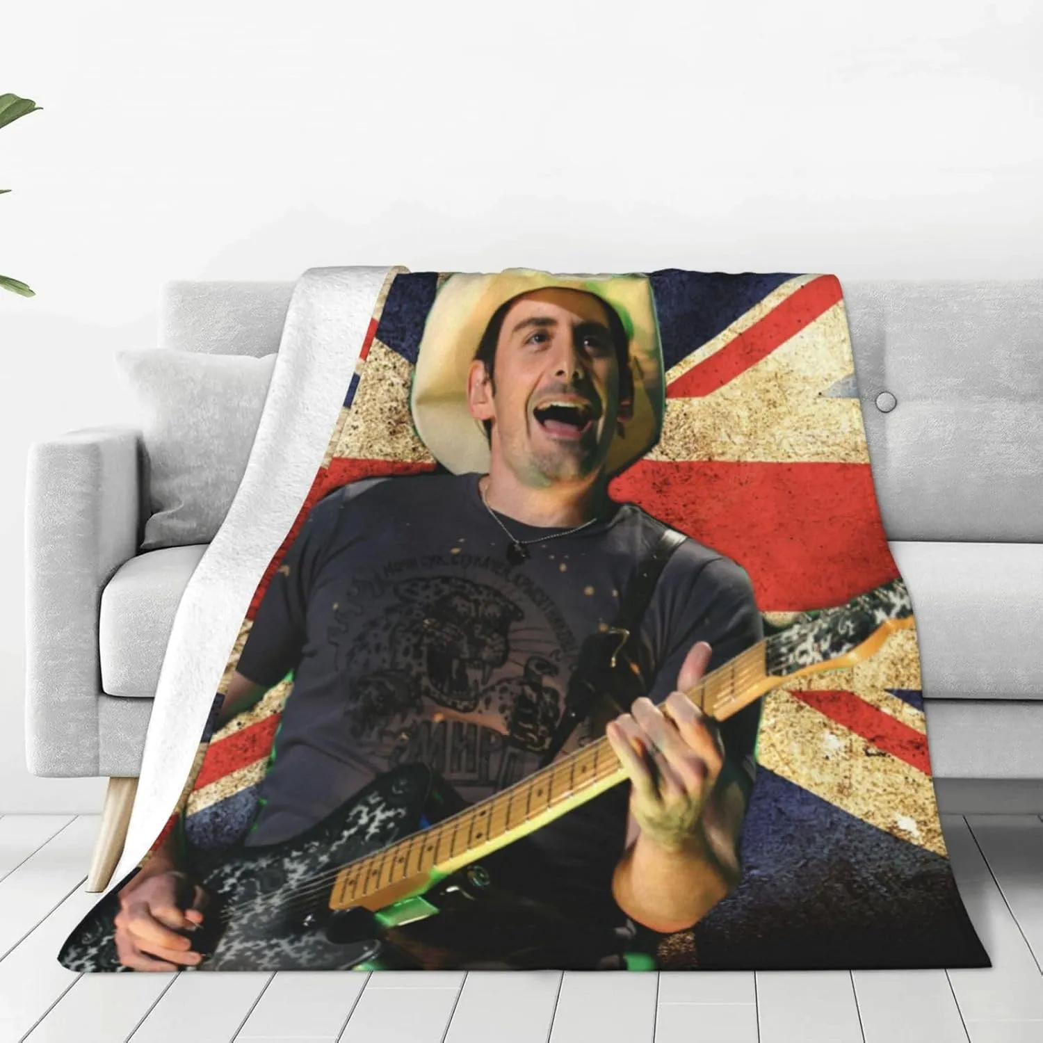 Brad Music Paisley Fleece Throw Blanket Flannel Air Conditioning Quilt for Couch Camping Travel 60"x50"