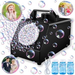 Bubble Machine for Kids, Automatic Bubble Machine, 50,000  Big Bubbles Per Minute,Metal Shell, Indoor Outdoor Toys for All Parties, Birthdays, Weddings, Summer Trip, Age 3 4 5 6 7 8 9 10 Gift - Black.