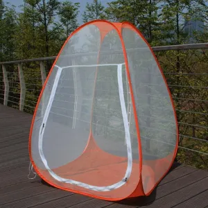 Buddhist Meditation Tent, Single Mesh Net, Instant Setup, Bug-Free, Portable, Orange