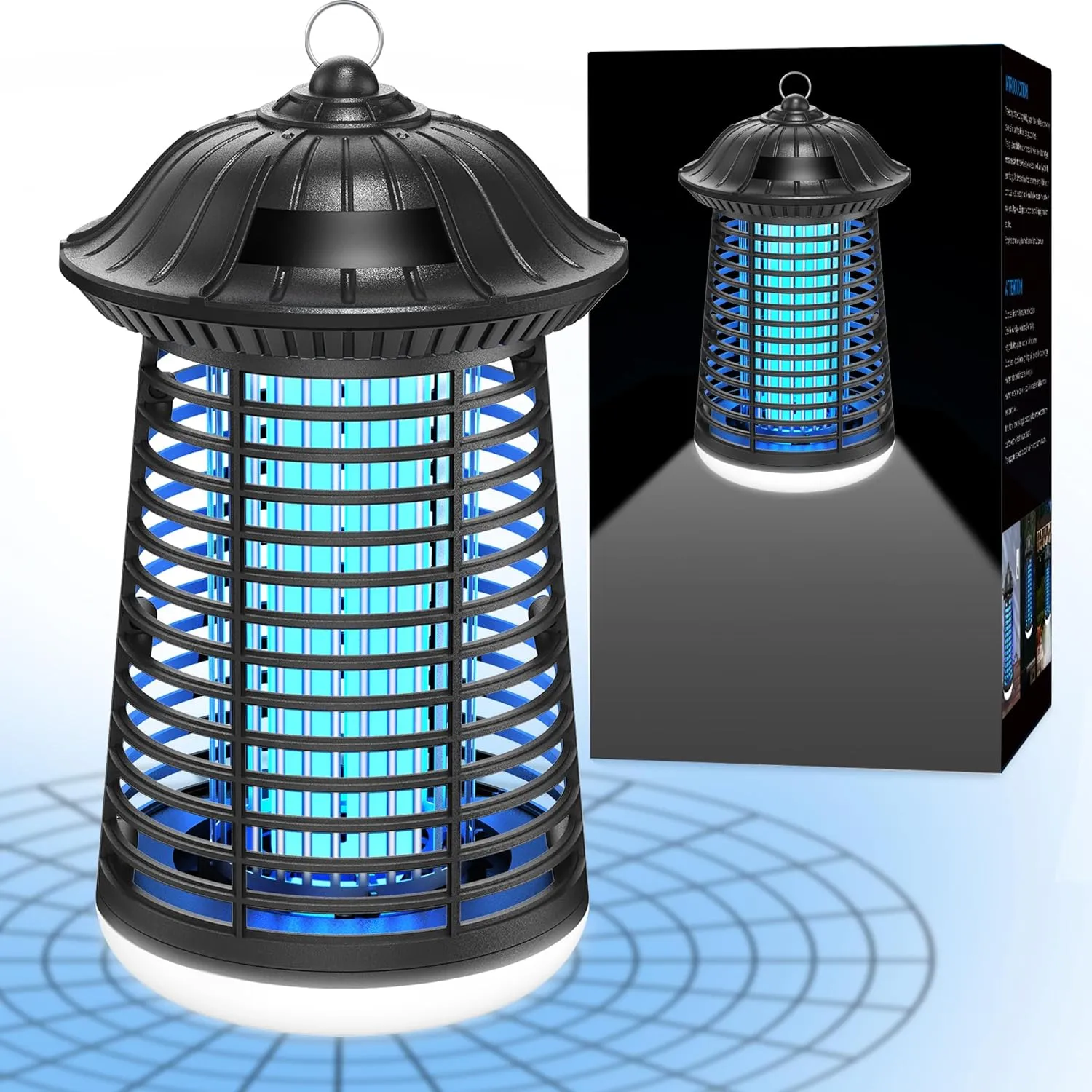 Bug Zapper Outdoor Indoor, 4200V Electric Mosquito Zapper Outdoor with LED Light, Electric Fly Zapper, Fly Traps, ABS Plastic, Plug in Mosquito Killer for Patio, Yard, Garden, Kitchen, Home
