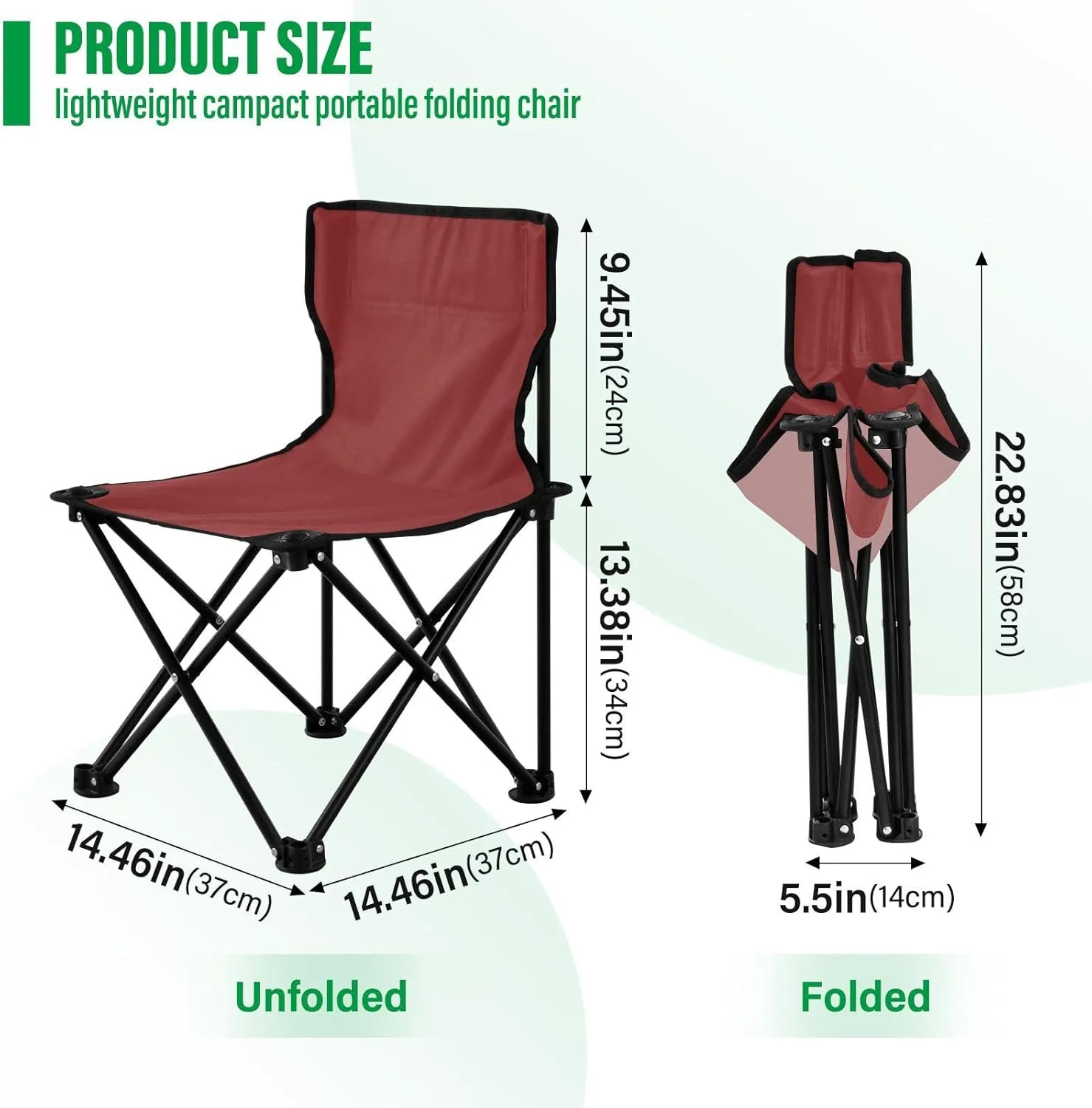Burgundy Camping Chair for Adults Folding Chair Fold Up Chair Outdoor Chairs for Barbeques Travel