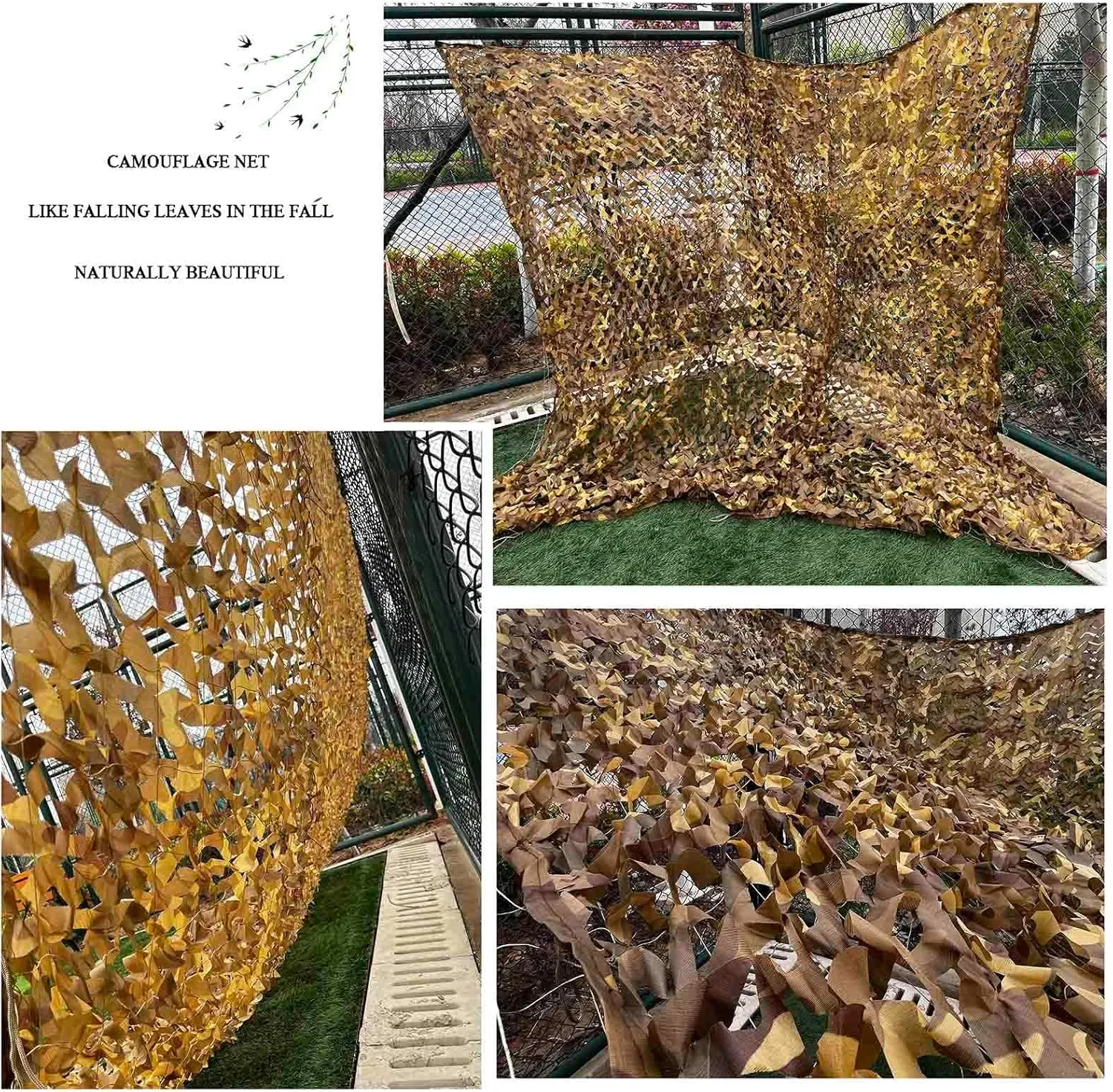 Camo Netting Roll 60% Uv Resistant,Sand Camouflage Net Like Leaves,Professional Camo Net for Kids,Hide,Camping,Garden, Military,Tents,White-6×10m(236 * 394in)