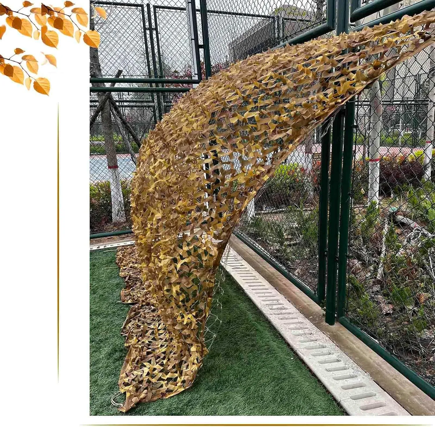 Camo Netting Roll 60% Uv Resistant,Sand Camouflage Net Like Leaves,Professional Camo Net for Kids,Hide,Camping,Garden, Military,Tents,White-6×10m(236 * 394in)