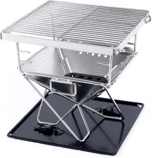 Camp Stoves,Folding Campfire Grill, with Cooking Grill,Stainless Steel Portable Camping Grill, for Outdoor, Grill, Picnic, BBQ, Hunting, Fishing (Size : 42x36.5x35.5cm)