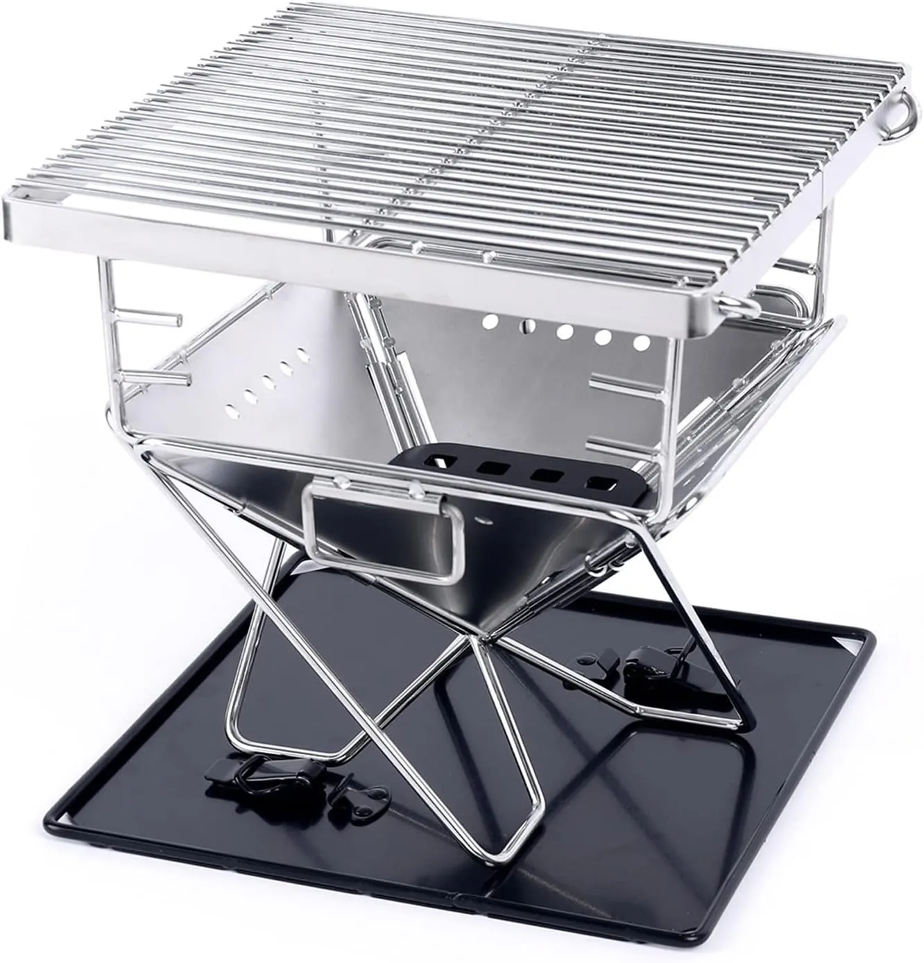 Camp Stoves,Folding Campfire Grill, with Cooking Grill,Stainless Steel Portable Camping Grill, for Outdoor, Grill, Picnic, BBQ, Hunting, Fishing (Size : 42x36.5x35.5cm)