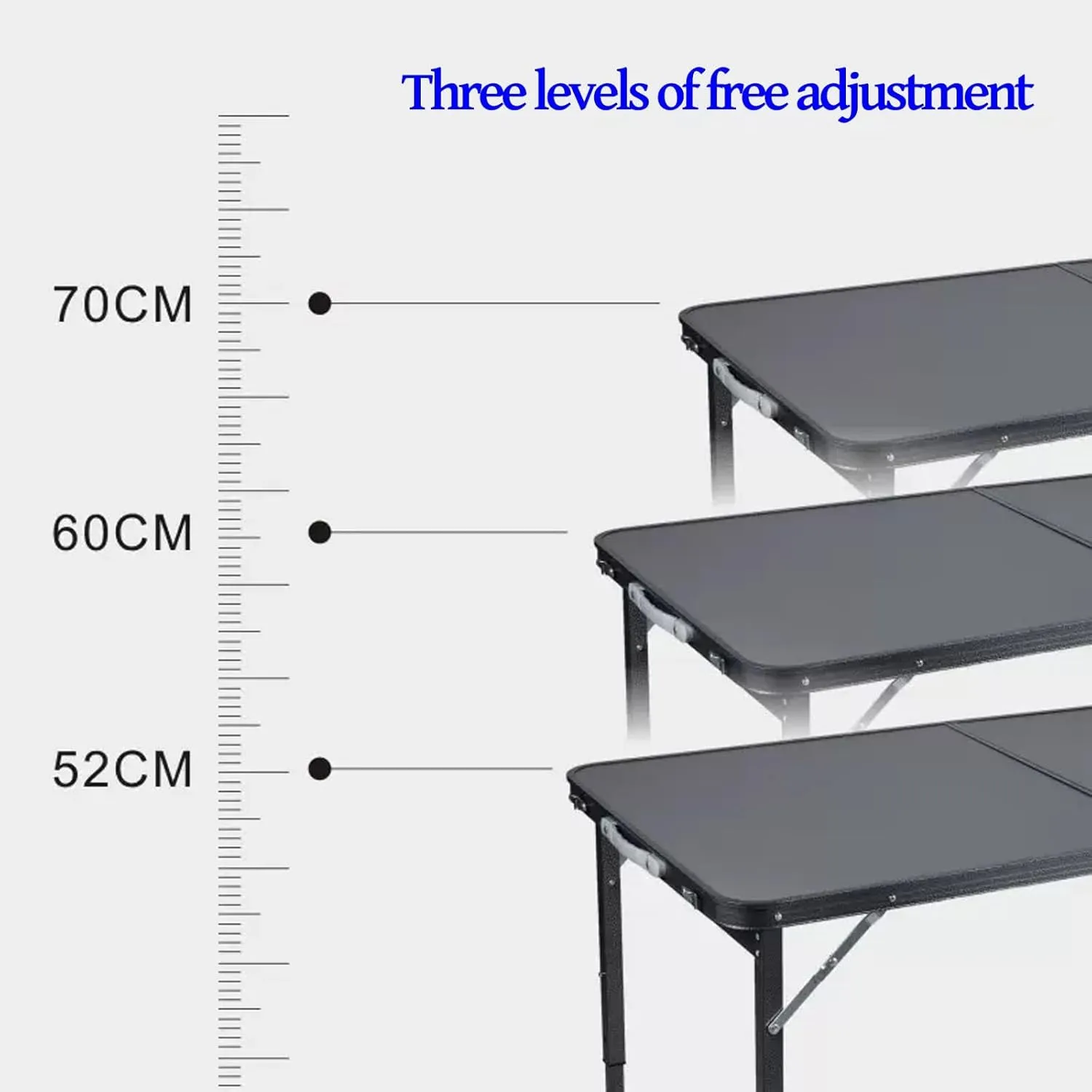 Camp Tables Portable Foldable, Aluminum Dining Table, Adjustable Height, Foldable Table and Chairs for Camping, Picnic, BBQ (Color : A)