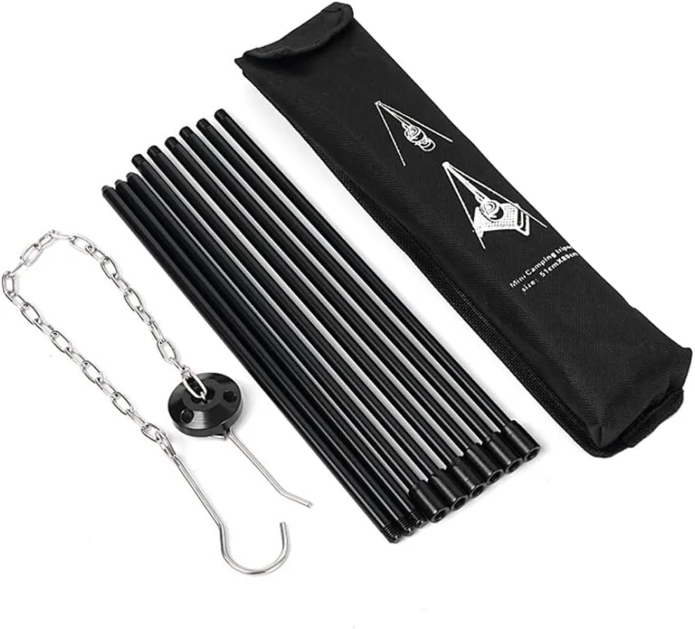 Campfire Tripod Camping Tripod Campfire Cooking Dutch Oven Tripod Folding Grill Stand Tripod Aluminium Alloy Stove Tripod for Dutch Ovens, Coffee Pots, Tea Pots, Black, style 1