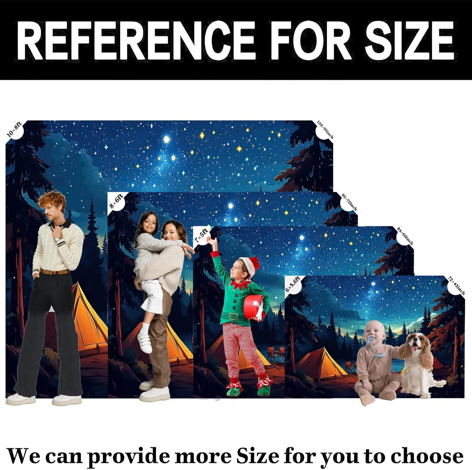 Camping Backdrop 7 x 5 ft Forest Night Scene Adventure Camper Tent Campfire Photo Background Kids Adutls Birthday Camping Party Decoration Banner Photo Shoot Props