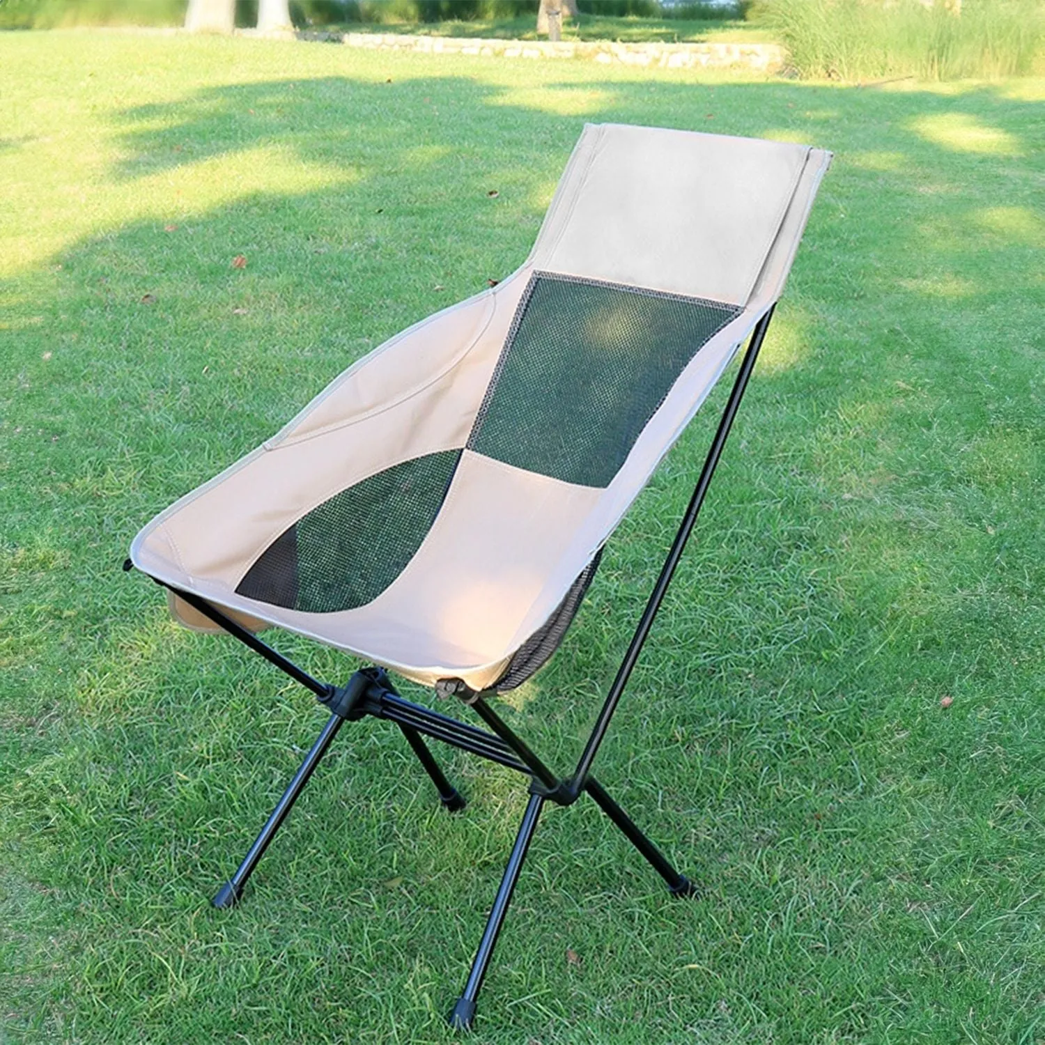 Camping Bag Chair with (Beige) Storage KILIROO Huge savings Customer-endorsed Folding