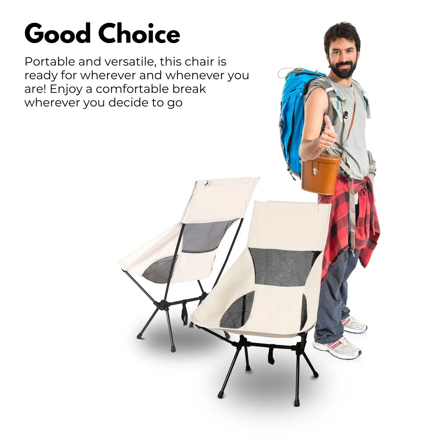 Camping Bag Chair with (Beige) Storage KILIROO Huge savings Customer-endorsed Folding