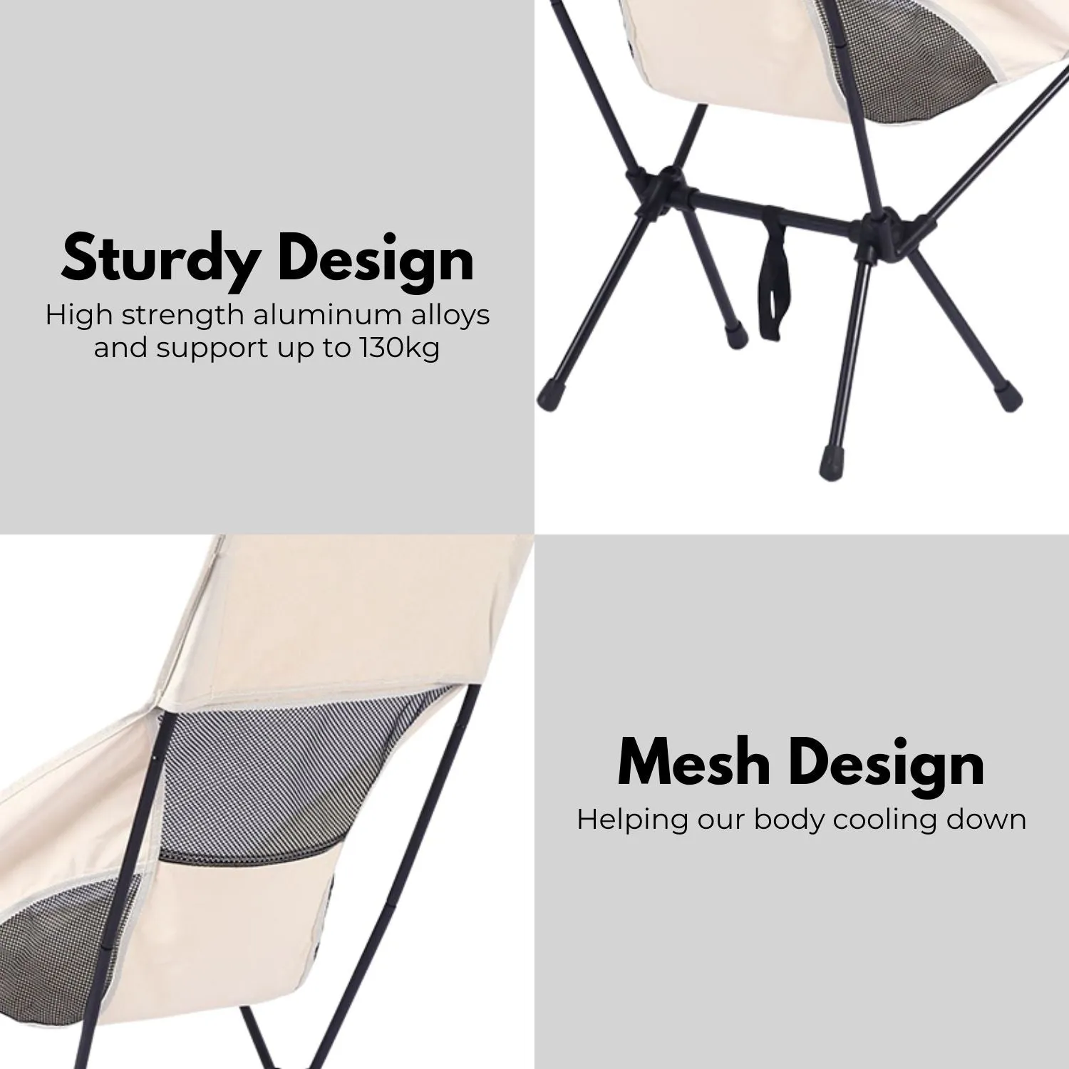 Camping Bag Chair with (Beige) Storage KILIROO Huge savings Customer-endorsed Folding