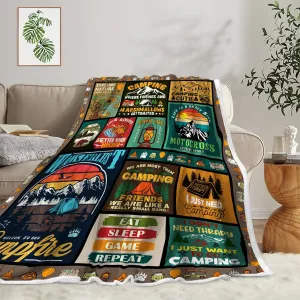Camping Blanket, Camping Lovers Gift Ideas for Men or Woman, Super Soft Flannel Blankets Gifts for Bed Camper Outdoor, Campsite Outdoors RV Travel Hiking Sofa Couch Throw Blanket