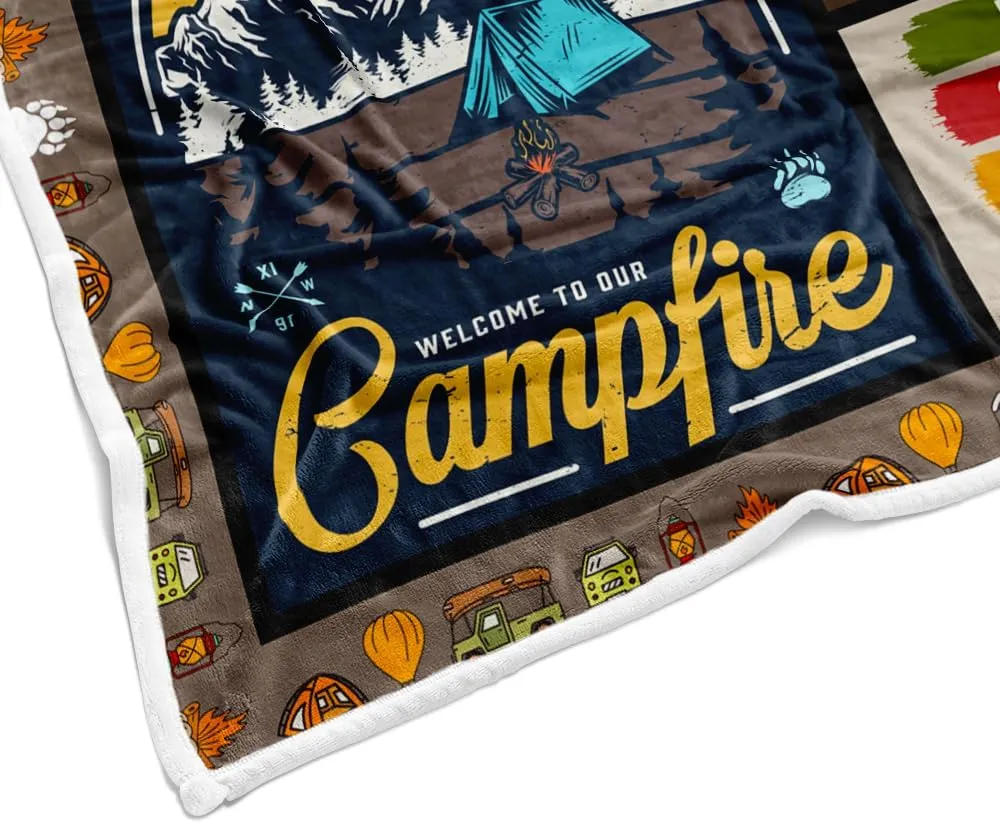 Camping Blanket, Camping Lovers Gift Ideas for Men or Woman, Super Soft Flannel Blankets Gifts for Bed Camper Outdoor, Campsite Outdoors RV Travel Hiking Sofa Couch Throw Blanket