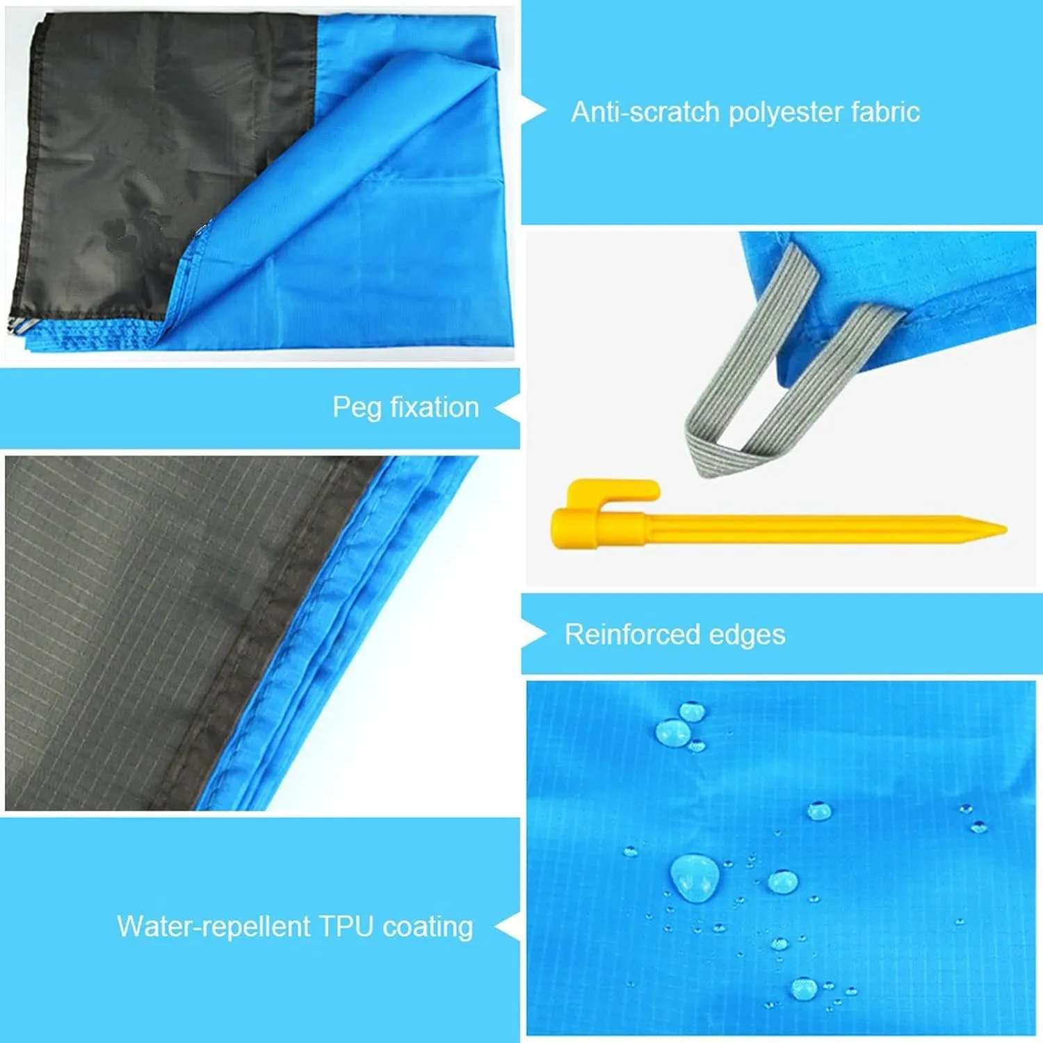 Camping Blankets 200x210cm Pocket Picnic Waterproof Beach Mat Sand Free Blanket Camping Outdoor Tent Folding Cover Bedding(Orange)