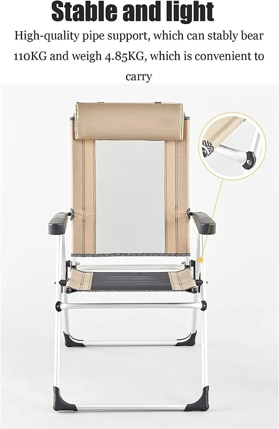 Camping Chair Folding Chair Portable Chair Outdoor Deck Chair Portable Armchair Fishing Camping Seat Stool with Adjustable Backrest and Breathable Mesh Backrest Camping Chairs for Adults