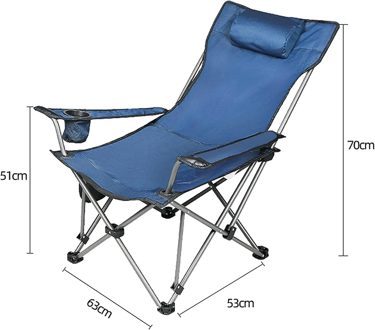 Camping Chair Folding Chairs Lawn Chairs Outdoor Folding Chair Portable Lawn Folding Seat Armchair With Cup Holder Pillow And Carry Bag Leisure Recliner Stool Folding Chair Camp Chair Moon Chair ( Col