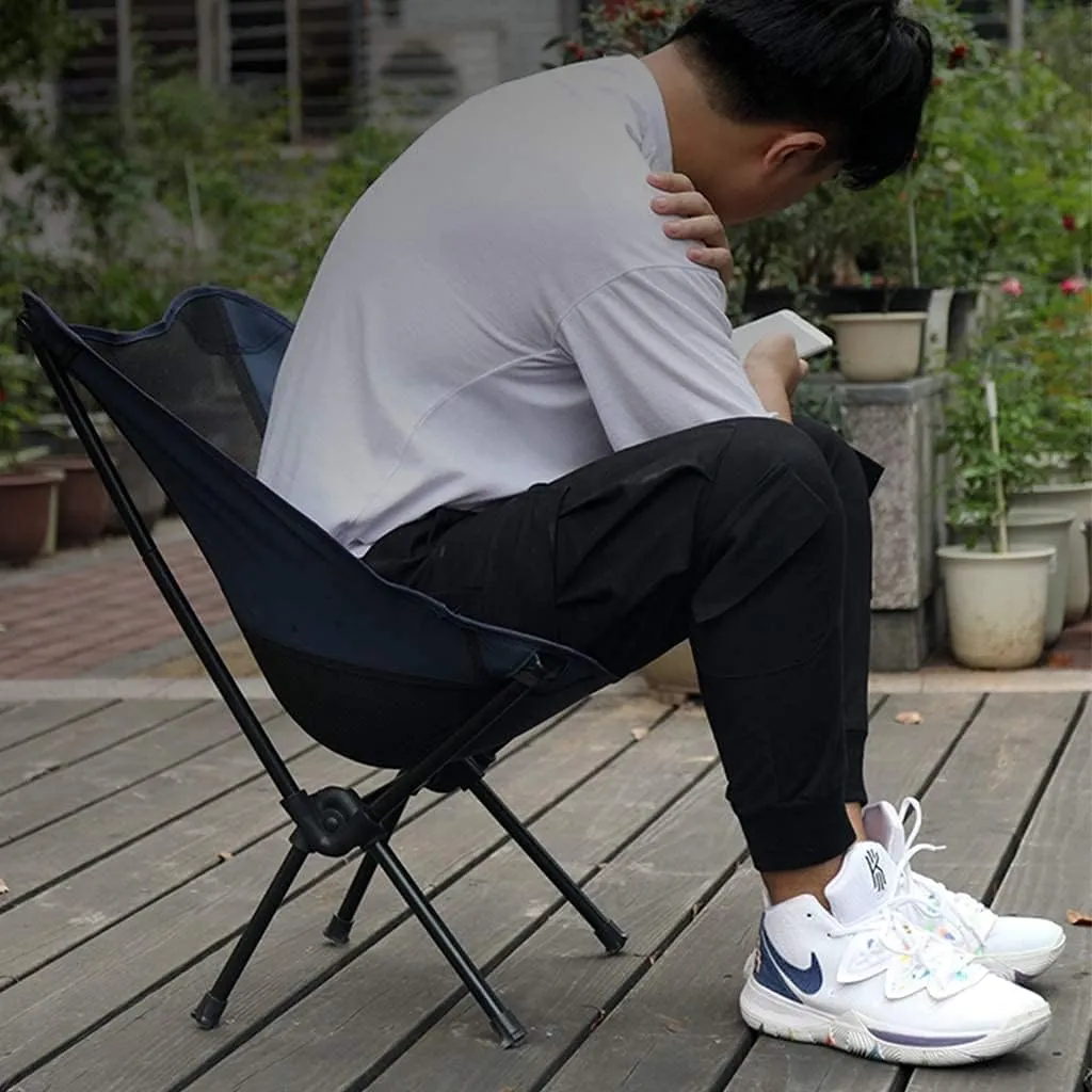 Camping Chair, Folding Outdoor Folding Chair Camping Chair Outdoor Camping Chair Picnic Moon Chairs Portable Garden Rest Recliner Chair for Hiking Beach Fishing BBQ Folding Chairs