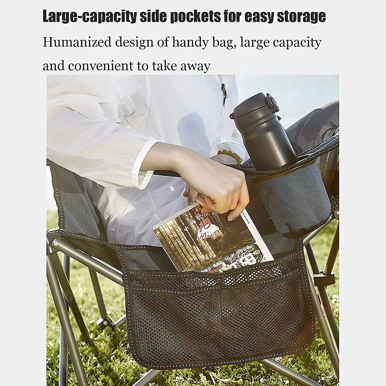 Camping Chair Folding Portable Outdoor Lawn Seat Armchair with Cup Holder Pillow and Carry Bag Leisure Recliner Stool Chairs for Adults