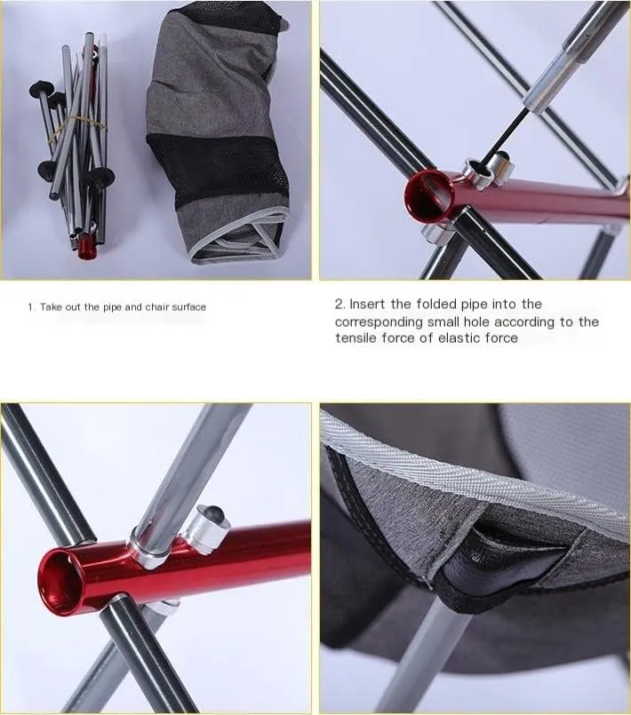 Camping Chair Folding Portable Outdoor Picnic Fishing Breathable Wear-Resistant Aluminum Alloy Backrest Chairs for Adults
