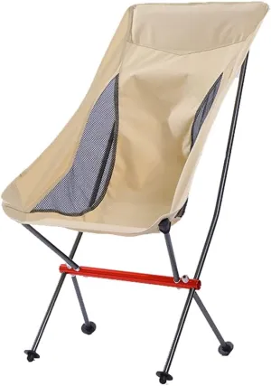 Camping Chair Outdoor Folding Chair Portable Backrest Stool Field Beach Moon Chair Ultralight Camping Aluminum Alloy Fishing Chair (Color : Beige, Size : 48 * 99cm)