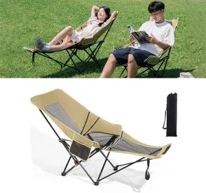 Camping Chair with Nylon Mesh,Breathable，Office Lunch Break Lounge Chair,Ultra-Light and Portable Beach Chair, Fishing Chair for Camping,Outdoor,Fishing Khaki