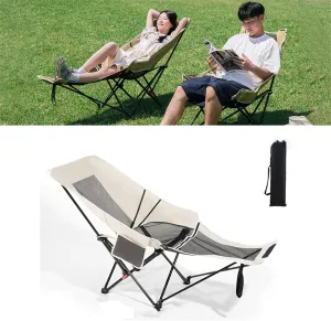 Camping Chair with Nylon Mesh,Breathable，Office Lunch Break Lounge Chair,Ultra-Light and Portable Beach Chair, Fishing Chair for Camping,Outdoor,Fishing White