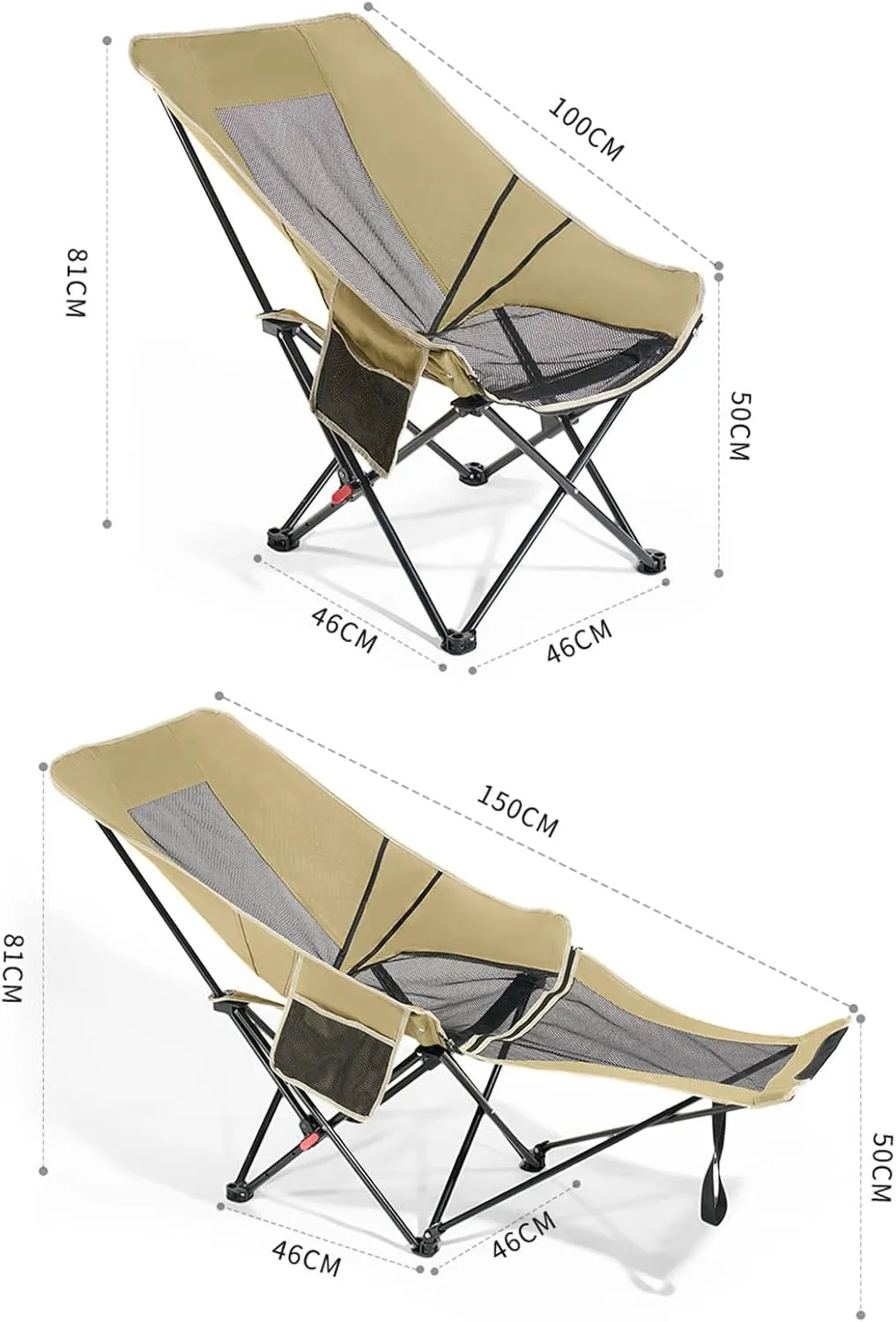Camping Chair with Nylon Mesh,Breathable，Office Lunch Break Lounge Chair,Ultra-Light and Portable Beach Chair, Fishing Chair for Camping,Outdoor,Fishing White