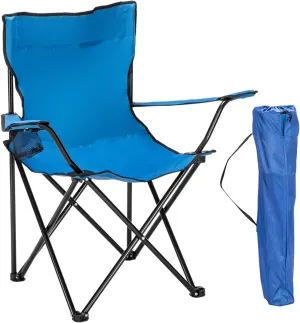 Camping Chairs for Adults with Cup Holder, Outdoor Portable Folding Lawn Chair, Lightweight and Supportive Chairs Ideal for Camping, Travel,Hiking, Beach, Fishing,Sports and Picnics - Carry Bag, Blue