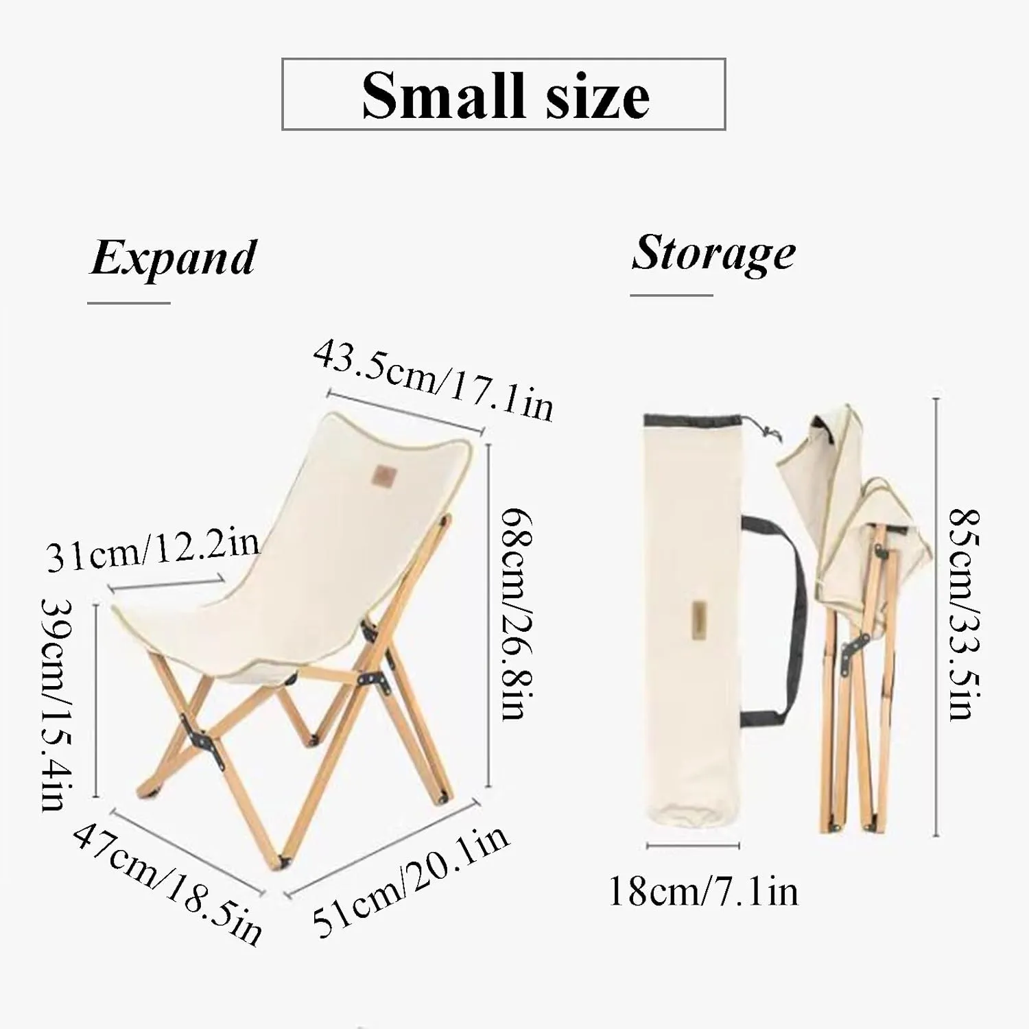 Camping Chairs for Adults Wooden Chair e Picnic Folding Camp Lightweight with Mesh Pocket & Carrying Bag