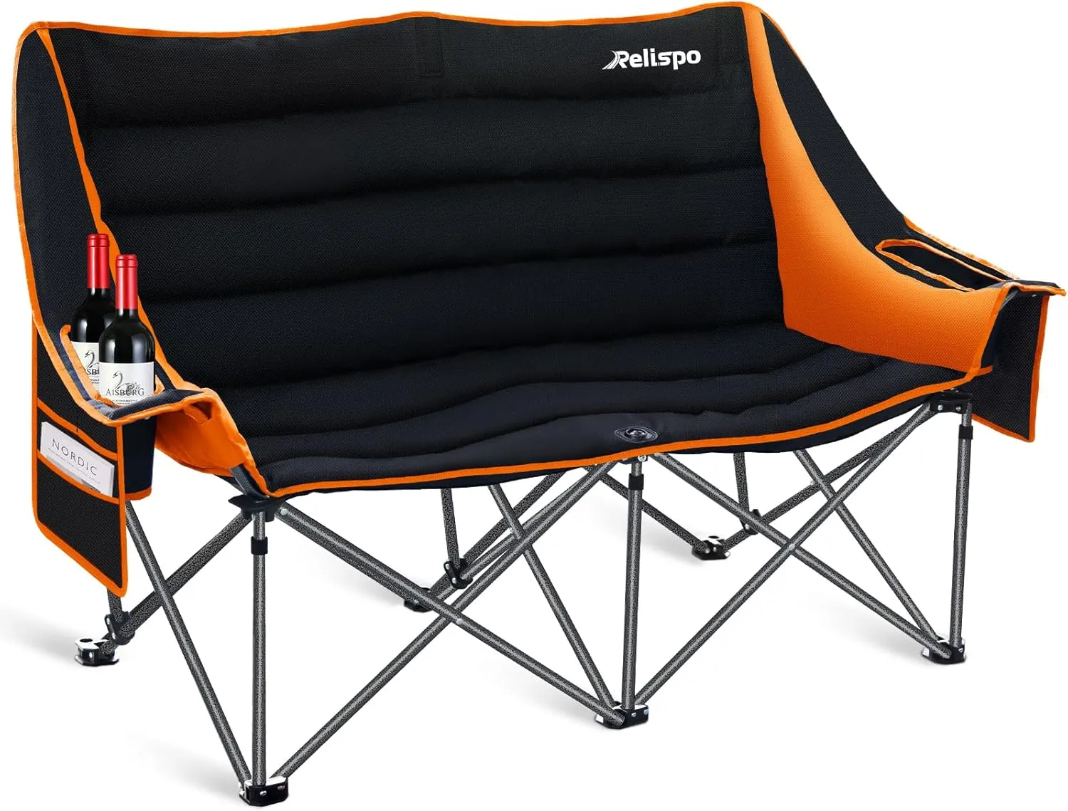 Camping Chairs Oversized Camping Chair Portable Double Camping Chair for Adults Heavy Duty Folding Chair Support 700LBS with Cup Holders & Large Side Organizer Pockets for Camping/Car Trunk/Campfires