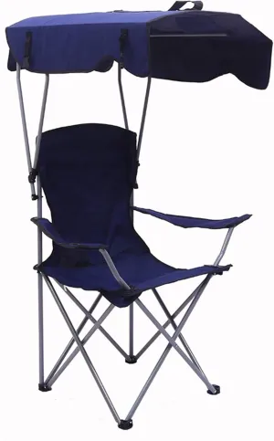 Camping Chairs with Shade Canopy Chair, Breathable and Sunscreen Oxford Fabric Folding Camp Recliner for Outdoor Beach Camp Park Travel (Maximum Load 150Kg),Light Blue (Color : Dark Blue)