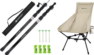 Camping Chiar   Tarp Poles, 2 Pcs Telescoping Tent Poles, Ultralight High Back Folding Chairs with Side Pockets for Outdoors Camping Backpacking