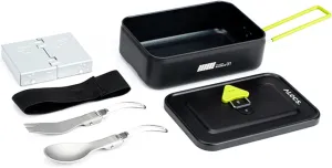 Camping Cookware Mess Kit Aluminum Alloy Lunch Box with Foldable Alcohol Stove Spoon Fork