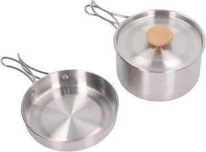 Camping Cookware Mess Kit, Pot and Pan Set Ruggedized 304 Stainless Steel for Backpacking