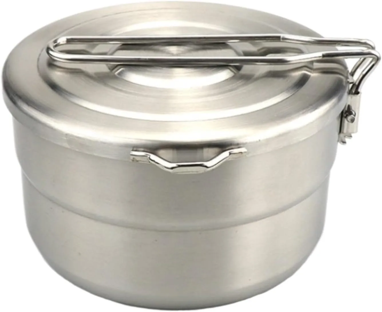 Camping Cookware, Outdoor 304 Stainless Steel Lunch Box Camping Pot Convenient Folding Handle Picnic Cooking Pot Portable Stove