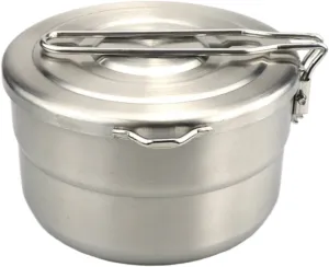 Camping Cookware, Outdoor 304 Stainless Steel Lunch Box Camping Pot Convenient Folding Handle Picnic Cooking Pot Portable Stove