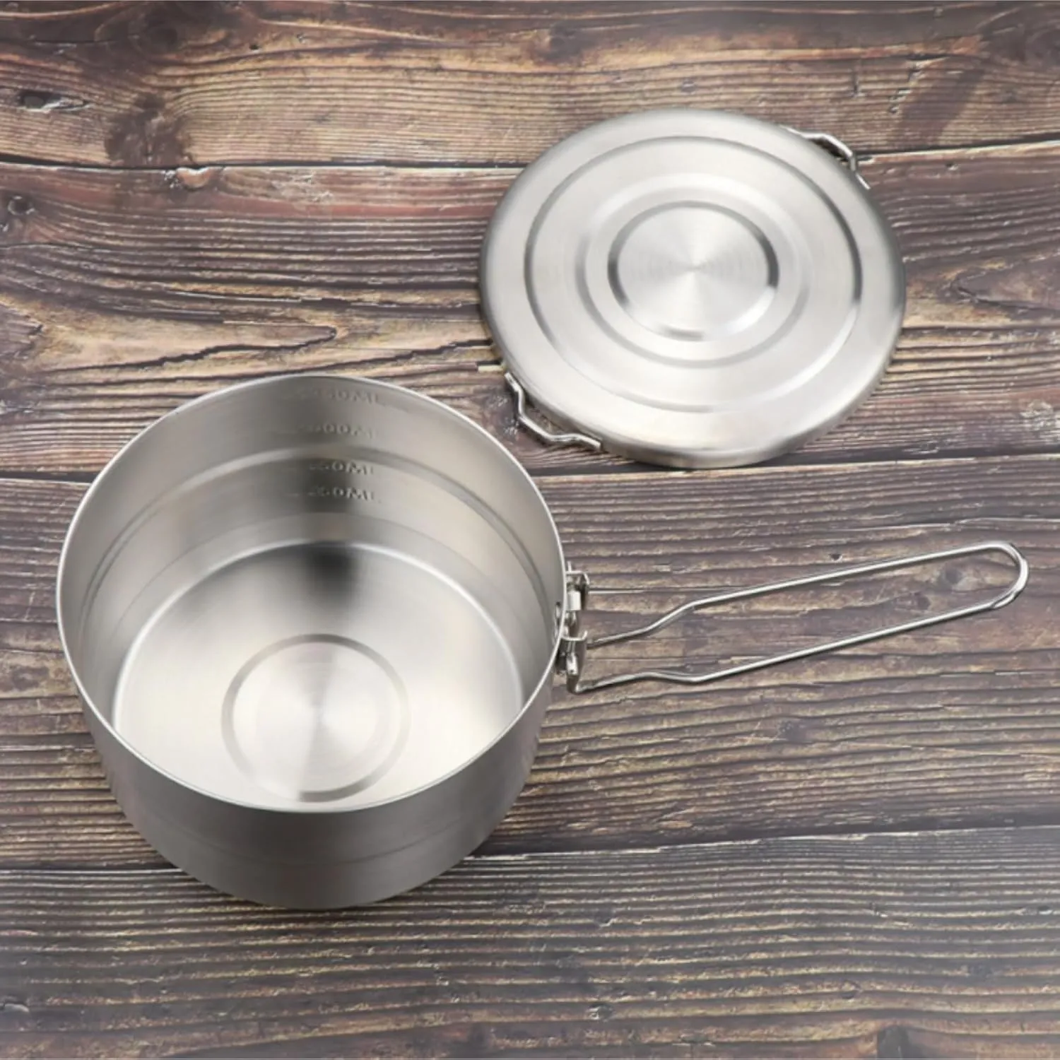 Camping Cookware, Outdoor 304 Stainless Steel Lunch Box Camping Pot Convenient Folding Handle Picnic Cooking Pot Portable Stove