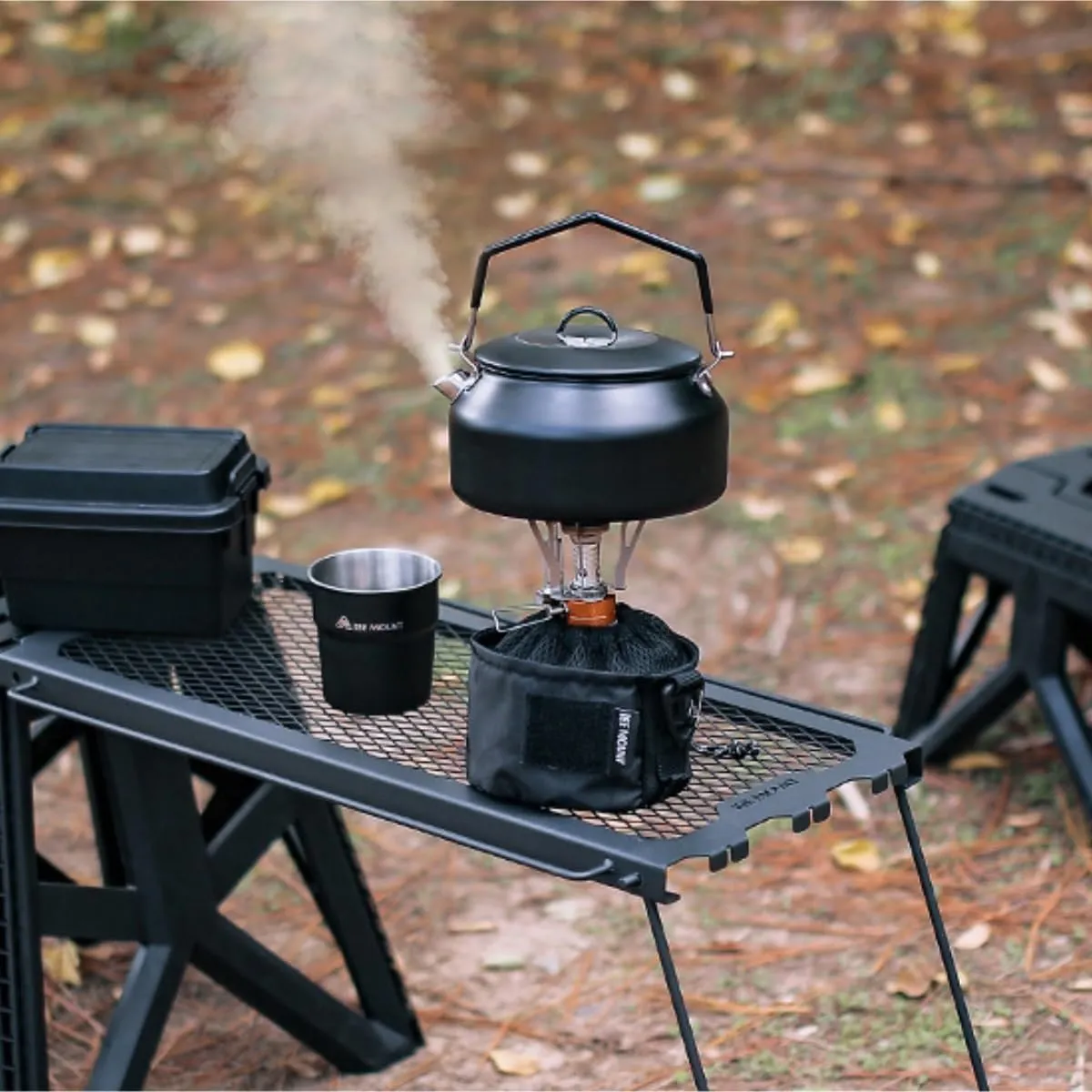 Camping Cookware, Outdoor Stainless Steel Picnic Teapot Camping Portable Large Capacity Kettle Portable Stove(Brown)