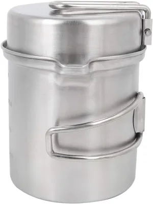 Camping Cookware, Stainless Steel Camping Pot Backpacking Gear, Outdoor Portable Pot Cooker for Hiking Picnic, Backpacking Cookware Equipment, Cooking Mess Kit, Cooking Accessories