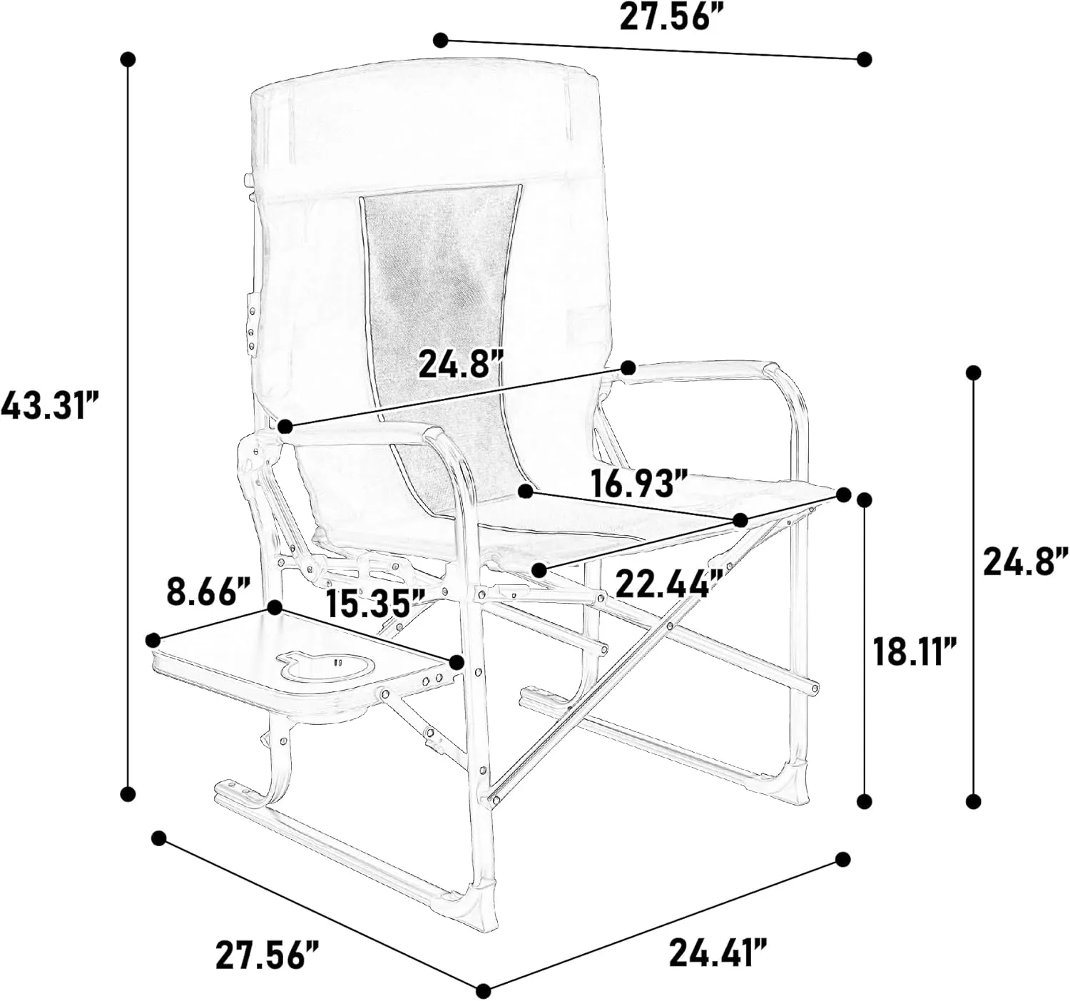Camping Directors Chair, Heavy Duty,Oversized Portable Folding Chair with Side Table, Pocket for Beach, Fishing,Trip,Picnic,Lawn Blue (Gray   Steel)