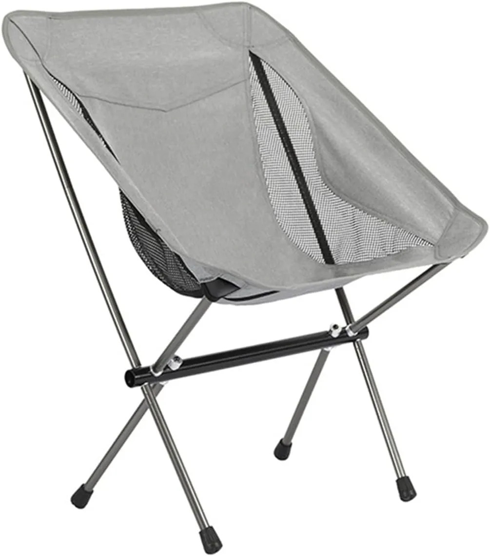 Camping Folding Stools Outdoor Folding Chair Ultralight Moon Chair Aluminum Alloy Convenient Lazy Backrest Leisure Home Camping Beach Fishing Chair(Grey)