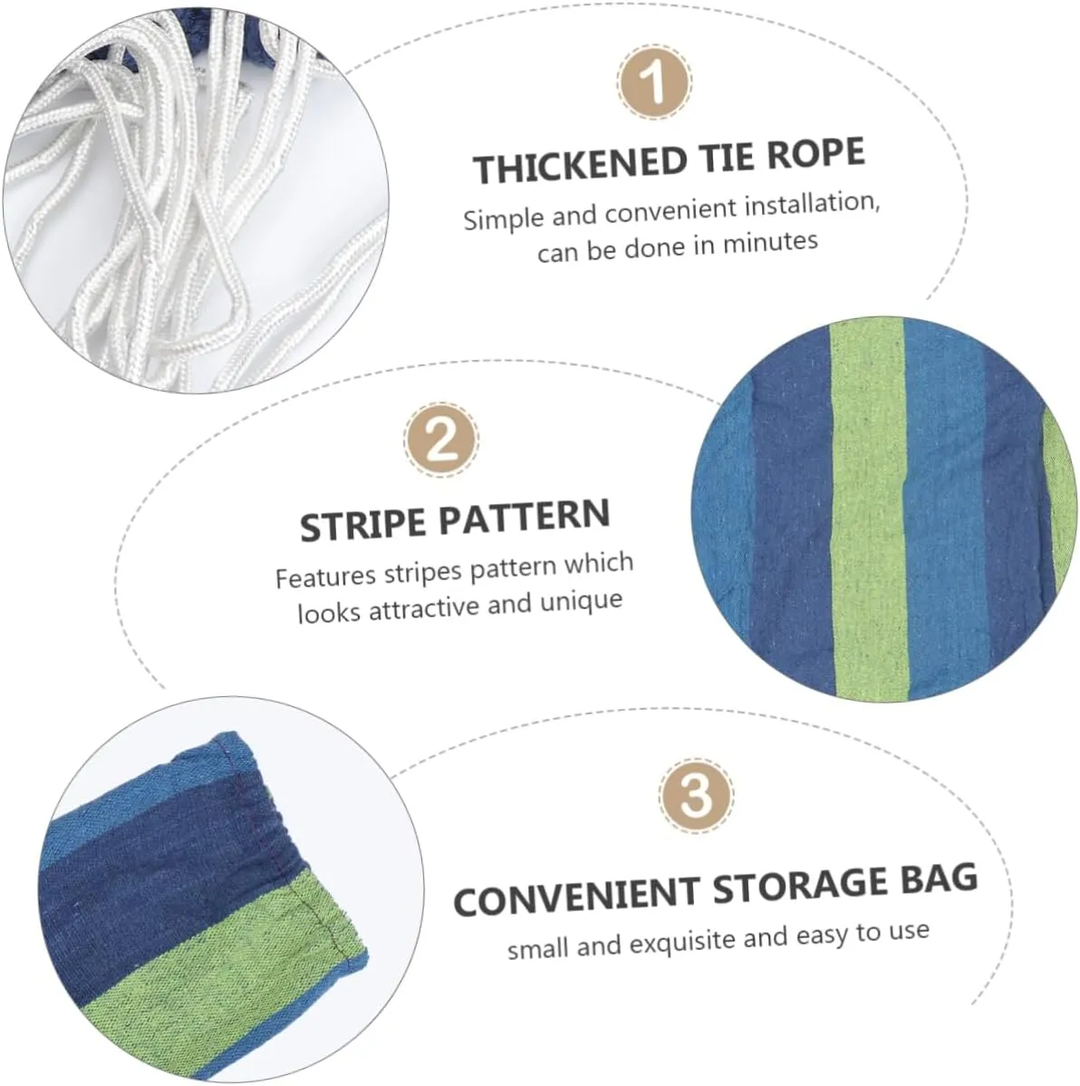 Camping Hammock Portable Hammock Single Person Hammock Multi-functional Hammock Stripe Pattern Hammock Hammack Outdoor Hanging Swing Bed Garden Hammock Travel Hammock Thicken Rope (Blue 200.00X80.00X