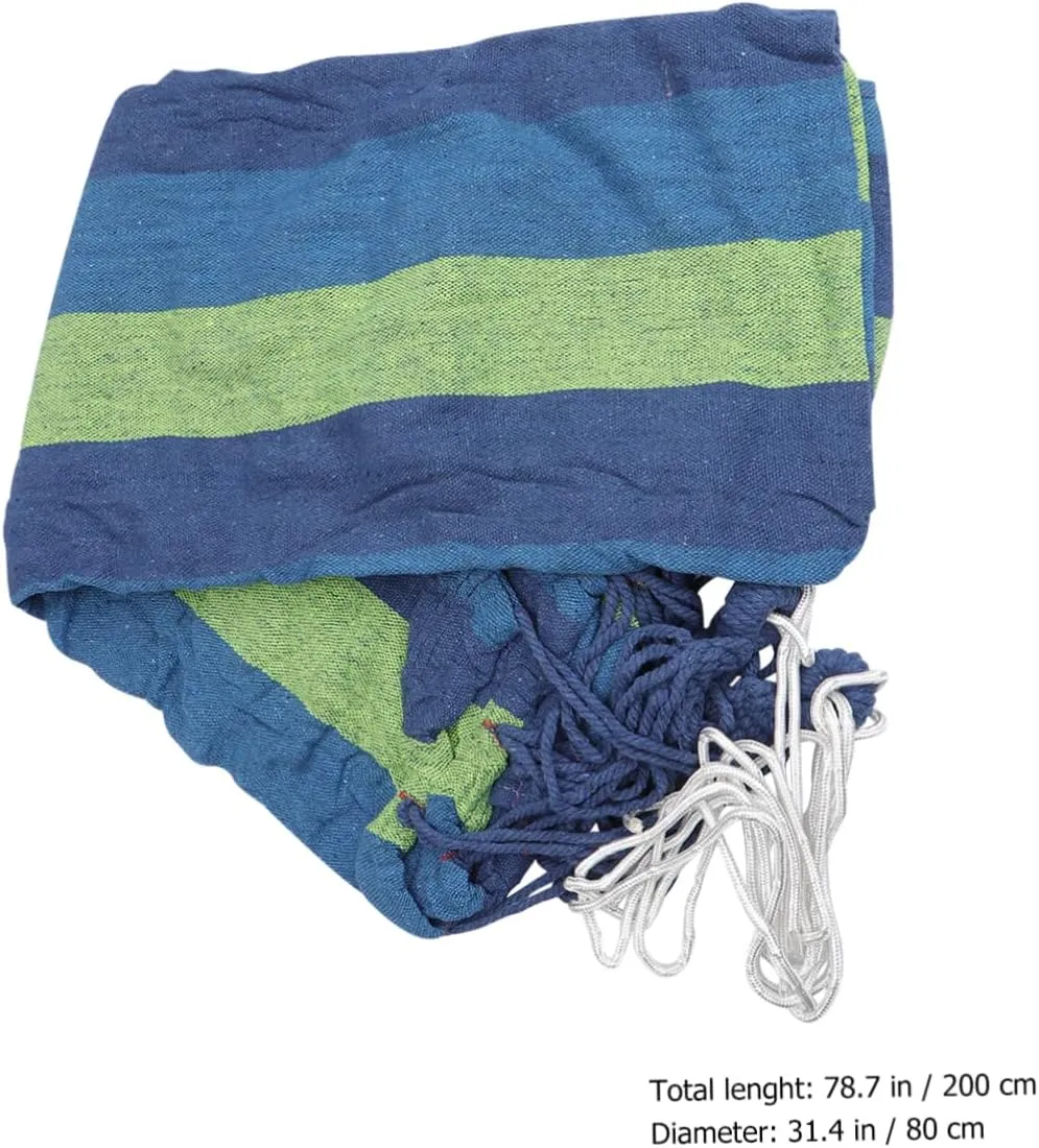 Camping Hammock Portable Hammock Single Person Hammock Multi-functional Hammock Stripe Pattern Hammock Hammack Outdoor Hanging Swing Bed Garden Hammock Travel Hammock Thicken Rope (Blue 200.00X80.00X