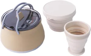 Camping Kettle Tea Maker Silicone Kettle Coffee Pot for Travel Fishing, Khaki