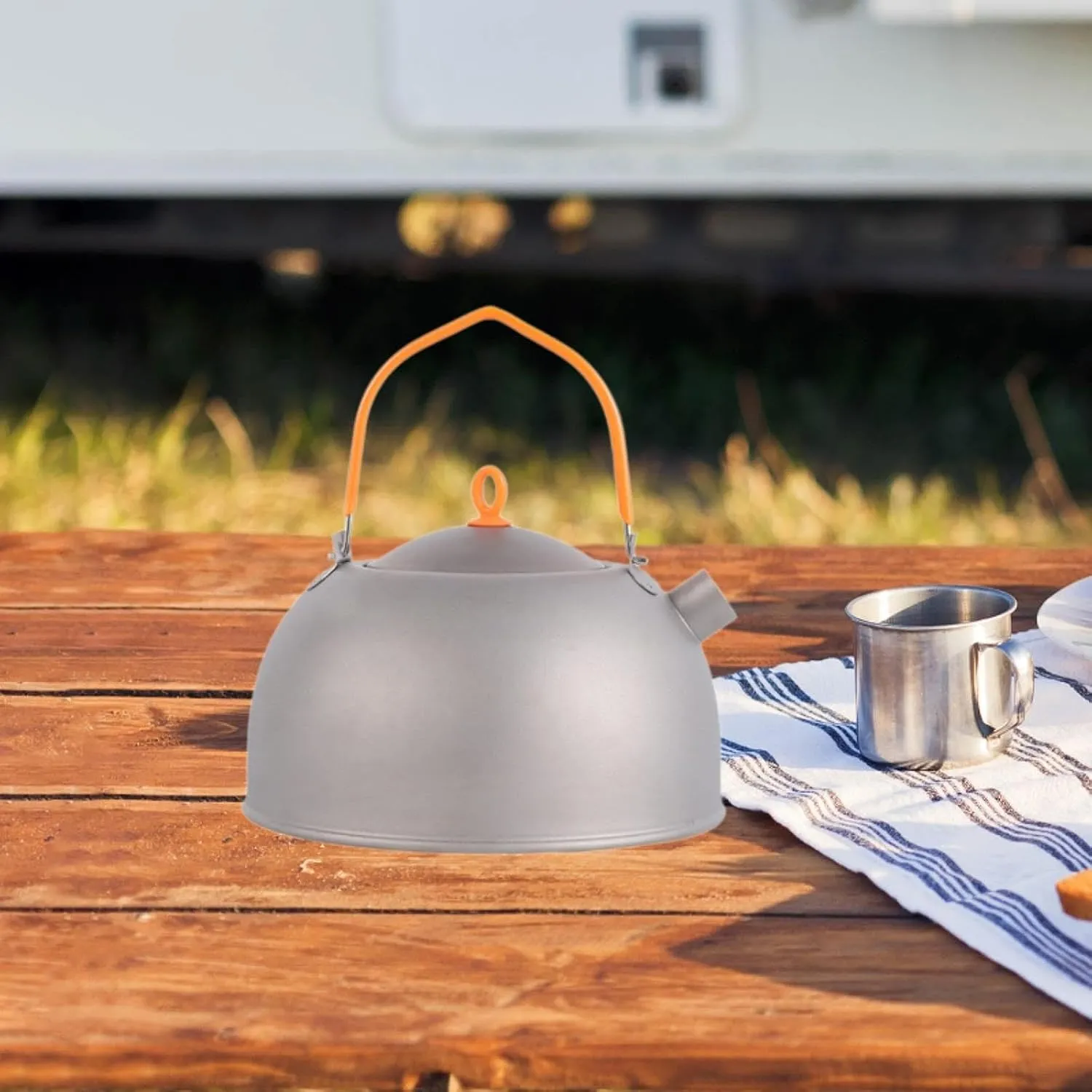Camping Kettle Titanium Kettle Tableware Portable Tea Kettle Water Kettle for Travel Mountaineering Hiking Picnic Climbing