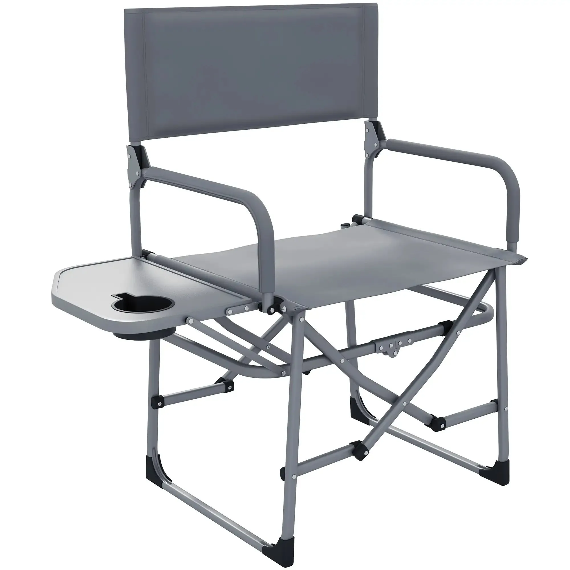 Camping - Outsunny Directors Grey Table Chair, Folding With Classic Leading-edge Side