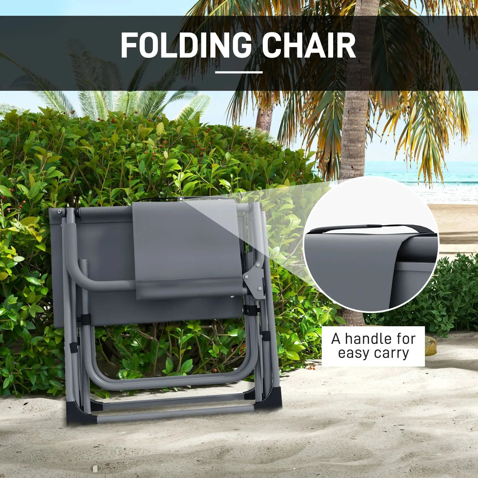 Camping - Outsunny Directors Grey Table Chair, Folding With Classic Leading-edge Side